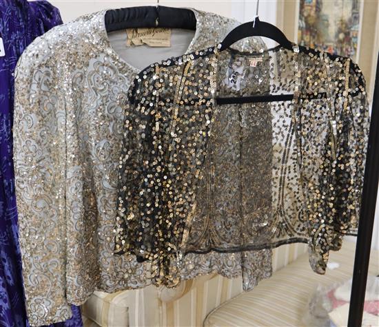 A 1940s crepe and sequin evening jacket and a 1930s net sequinned bolero (2)